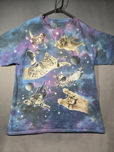 Space Cats Galaxy Graphic T-Shirt Men's Size XL Black Short Sleeve Pizza Tacos - Thumbnail 2