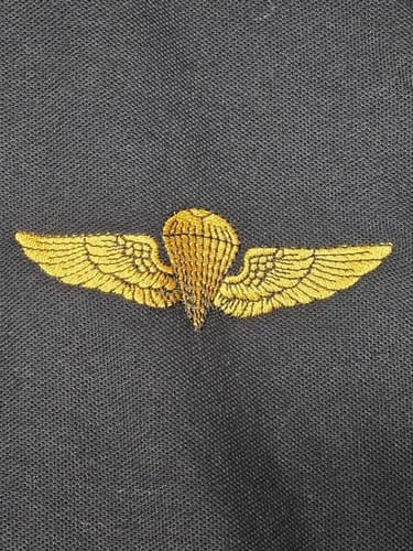 3XL US Navy Marine Corps Gold Jump Wings Embroidered Polo Shirt - Black - Big - Thumbnail 2