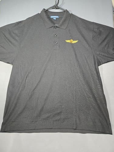 3XL US Navy Marine Corps Gold Jump Wings Embroidered Polo Shirt - Black - Big