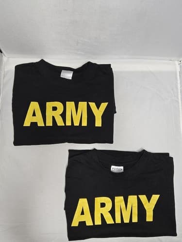 Lot of 2 US Army APFU PT Shirt Short Sleeve Medium Gray Black Athletic #I77i