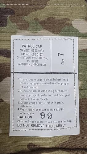 US Army Patrol Cap (SIZE: 7) OCP Camouflage Cap #32m - Thumbnail 7
