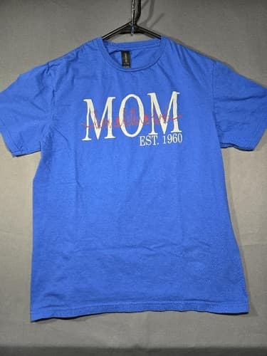 Mom Heartbeat Est. 1960 Blue Graphic T-Shirt Women's Size M 60th Birthday #S108s