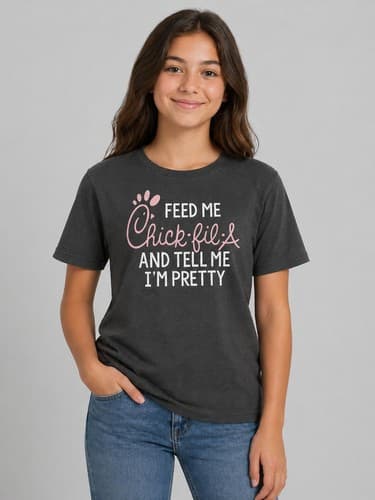 Feed Me Chick-Fil-A Funny Graphic T-Shirt Black Youth Size XL (13-14) #S121s
