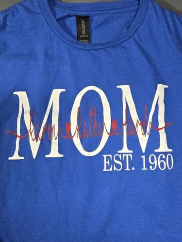Mom Heartbeat Est. 1960 Blue Graphic T-Shirt Women's Size M 60th Birthday #S108s - Thumbnail 4
