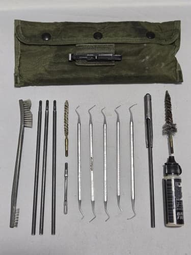 Gun Cleaning Kit OD Green Pouch Military Style Cleaning Tools Case w/ Clip #M25m