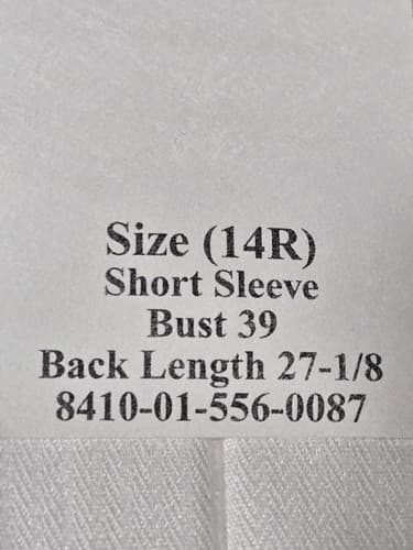 ASU female Short Sleeve White Shirt Size: (14R) NSN:8410-01-556-0087 #I73i - Thumbnail 3