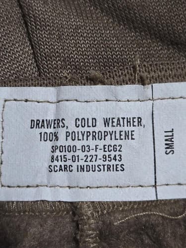 US Army Gen III Cold Weather Drawers Grid Fleece Thermal Bottoms Pants SMALL - Thumbnail 4