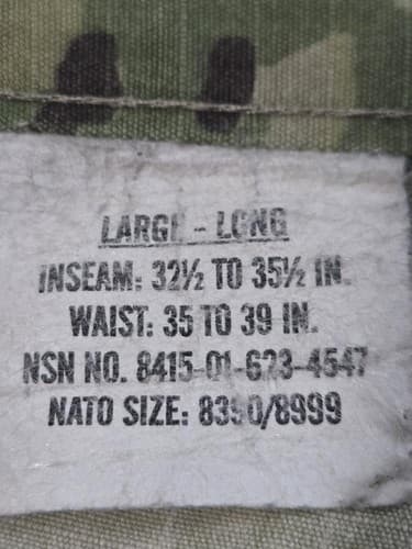 US Army OCP Scorpion W2 Combat Pants Trousers Large Long 8415-01-623-4547 #Q25q - Thumbnail 6