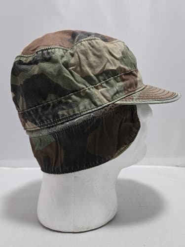 BDU Woodland Cap Cold Weather Size: (7 1/4) NSN:8415-01-084-1686 #F31f - Thumbnail 2