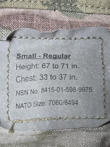 FRACU Multicam Jacket Small/Regular NSN:8415-01-598-9975 #I60i - Thumbnail 7