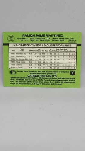 1989 Donruss The Rookies Ramon Martinez Baseball Cards #45 - Thumbnail 4