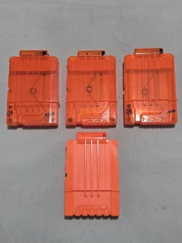 Lot of 4 Nerf 6-Round Magazines Clips – Orange – N-Strike Elite Dart Ammo #O26o