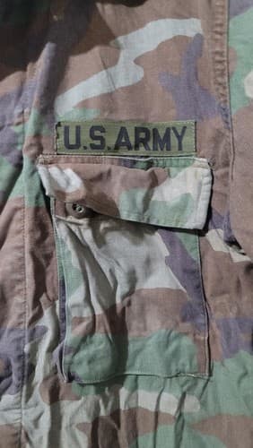 Genuine US Military Woodland Camo BDU Jacket Combat Coat Medium Long Patched #T5 - Thumbnail 4