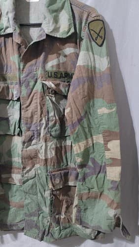 Genuine US Military Woodland Camo BDU Jacket Combat Coat Medium Long Patched #T5 - Thumbnail 6