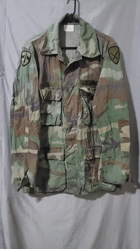 Genuine US Military Woodland Camo BDU Jacket Combat Coat Medium Long Patched #T5 - Thumbnail 2