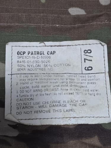 US Army Patrol Cap OCP Camouflage Size: (6 7/8) NSN:8415-01-630-8926 #F2f - Thumbnail 6