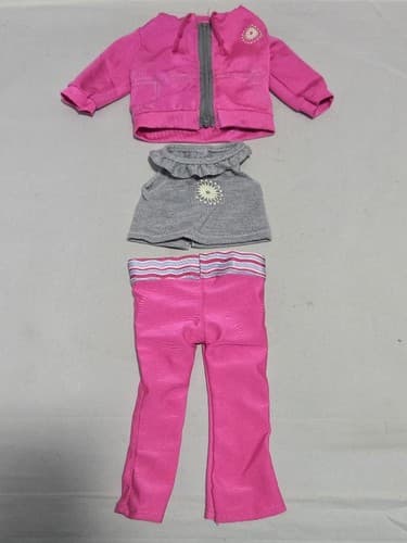 American Girl Doll Clothes Outfit Hoodie Shirt Pants Pink Gray 18 Inch