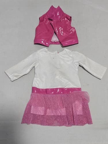 American Girl Doll Clothes Outfit Pink Jacket Sparkle Dress Top 18 Inch