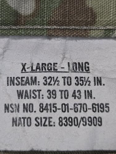 US Army IHWCU OCP Pants X-Large Long 8415-01-670-6195 Multicam Trousers - Thumbnail 4