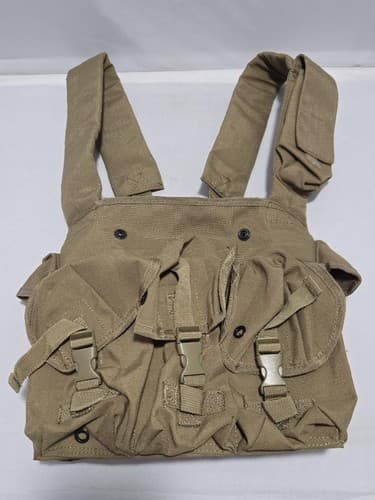Tactical Load Bearing Vest Coyote Tan Utility Pouches Adjustable Waist 33-48 VGC