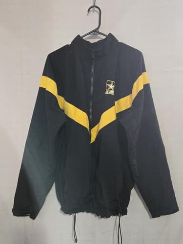 US Army APFU Physical Fitness Jacket Large Regular Black Gold Training Coat R35r