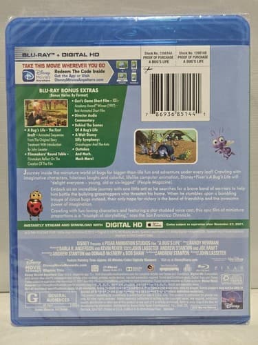 A Bug’s Life Blu-ray + DVD + HD Digital Code Disney Pixar NEW Sealed R89r - Thumbnail 2