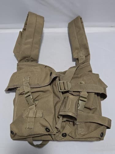 Tactical Load Bearing Vest Coyote Tan Utility Pouches Adjustable Waist 33-48 VGC - Thumbnail 2