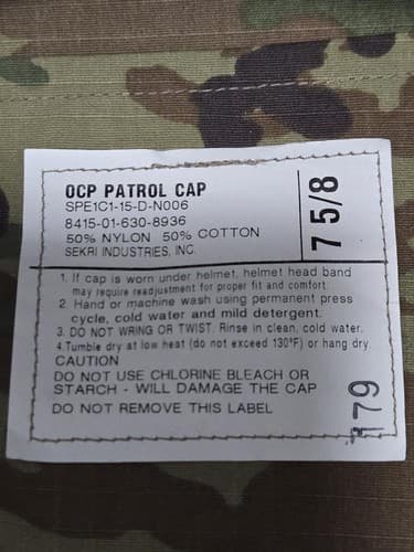 US Army OCP Patrol Cap Hat 7 5/8 Scorpion W2 Military 8415-01-630-8936 VGC #R44r - Thumbnail 6