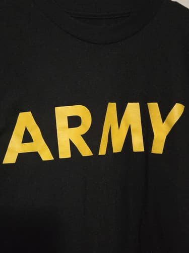 US Army Long Sleeve PT Shirt APFU Black Gold Physical Fitness Uniform Med #S6s - Thumbnail 2