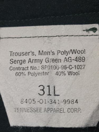 ASU Service Pants Dress Army Green Size: (31/L) NSN: 8405-01-341-9984 #C59c - Thumbnail 3