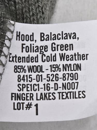 Army Cold Weather Hood Balaclava NSN 8415-01-526-8790 – Military Issue Face Mask - Thumbnail 6