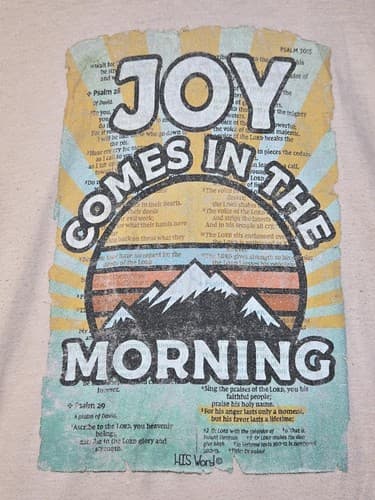 His Word Joy Comes In The Morning Christian Graphic T-Shirt Gray Sz Medium #G68t - Thumbnail 5