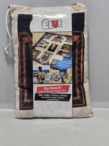 Clue Board Game Beach Towel Drawstring Backpack Set Hasbro Mystery Game VGC R15r