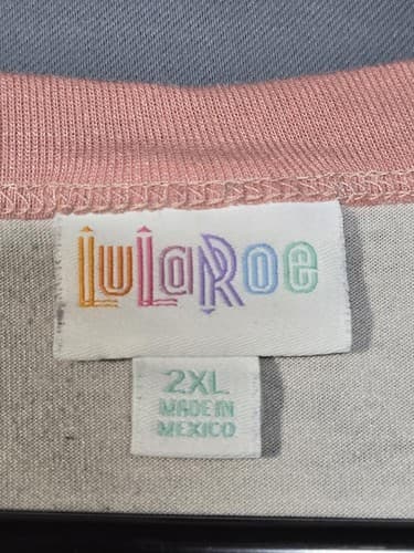 LuLaRoe "Have a Nice Day" Ringer Graphic T-Shirt Gray/Yellow Size 2XL #G67g - Thumbnail 7