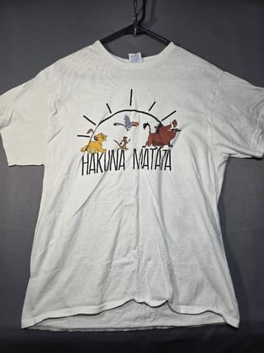 Disney The Lion King Hakuna Matata Graphic T-Shirt White Adult Size L #G99g - Thumbnail 2