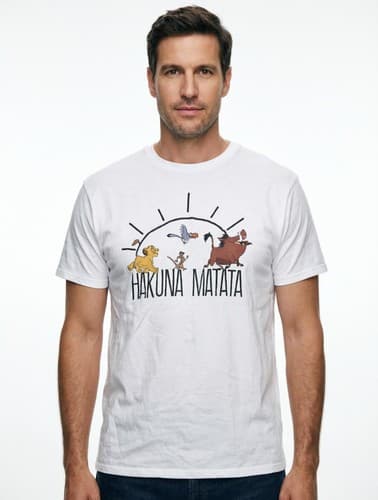 Disney The Lion King Hakuna Matata Graphic T-Shirt White Adult Size L #G99g