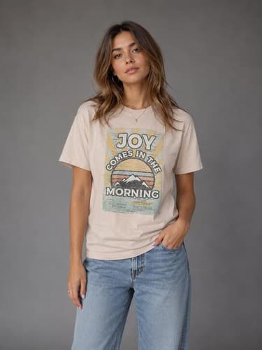His Word Joy Comes In The Morning Christian Graphic T-Shirt Gray Sz Medium #G68t