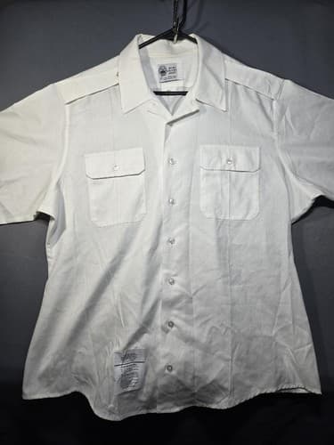 Defense Logistics Agency White Military Dress Shirt Men's Size 18 Regular #G105g - Thumbnail 2