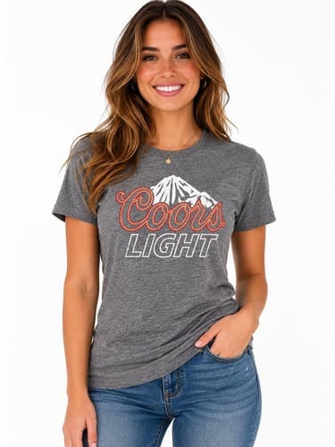 Coors Light Mountain Logo T-Shirt Gray Womens Size Small #G110g