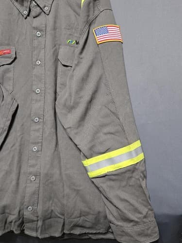 Lapco FR Flame Resistant Gray Work Shirt Reflective Tape Men's 2XL Regular #R79k - Thumbnail 4