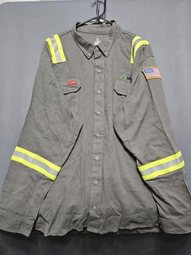 Lapco FR Flame Resistant Gray Work Shirt Reflective Tape Men's 2XL Regular #R79k - Thumbnail 2