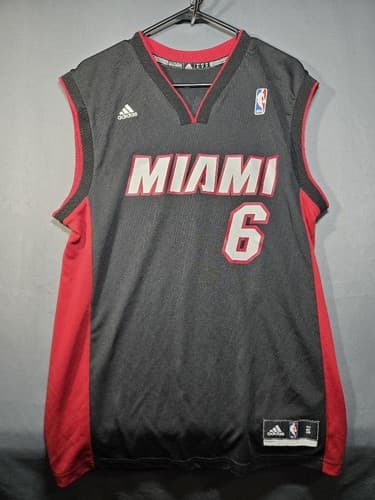 Adidas Miami Heat LeBron James #6 NBA Basketball Jersey Black Mens Size S #G106g - Thumbnail 3