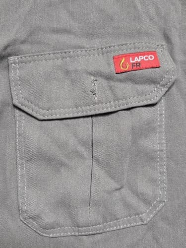 Lapco FR Flame Resistant Gray Work Shirt Reflective Tape Men's 2XL Regular #R79k - Thumbnail 5