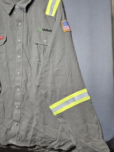 Lot of 2 Lapco Flame Resistant Gray Work Shirt Reflective Tape Men's 2XL Reg R75 - Thumbnail 5