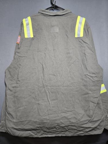 Lot of 2 Lapco Flame Resistant Gray Work Shirt Reflective Tape Men's 2XL Reg R75 - Thumbnail 8