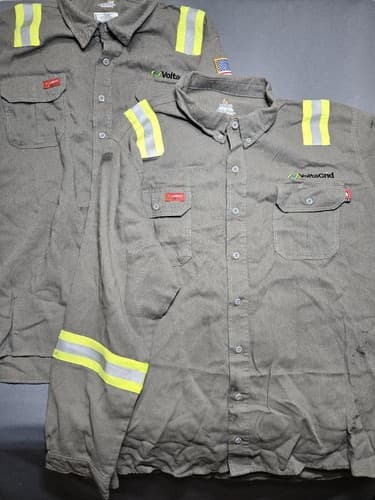 Lot of 2 Lapco Flame Resistant Gray Work Shirt Reflective Tape Men's 2XL Reg R75 - Thumbnail 2