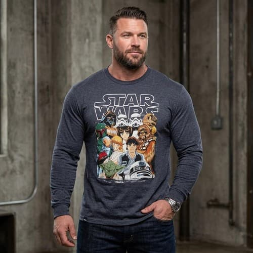 Star Wars Men's Mad Engine Anime Character Graphic Long Sleeve Shirt XL #R81k