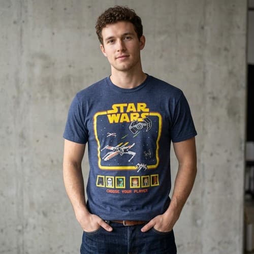 Star Wars Men's Mad Engine Retro Pixel Game Graphic T-Shirt Blue Medium #S50t