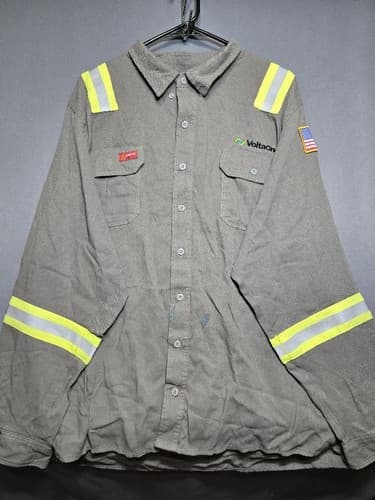 Lot of 2 Lapco Flame Resistant Gray Work Shirt Reflective Tape Men's 2XL Reg R75 - Thumbnail 3