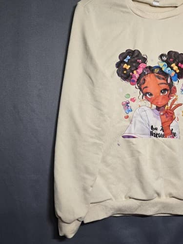 SHEIN Youth Size 13-14Y Cream Anime Girl Graphic Long Sleeve Sweatshirt #M53t - Thumbnail 3